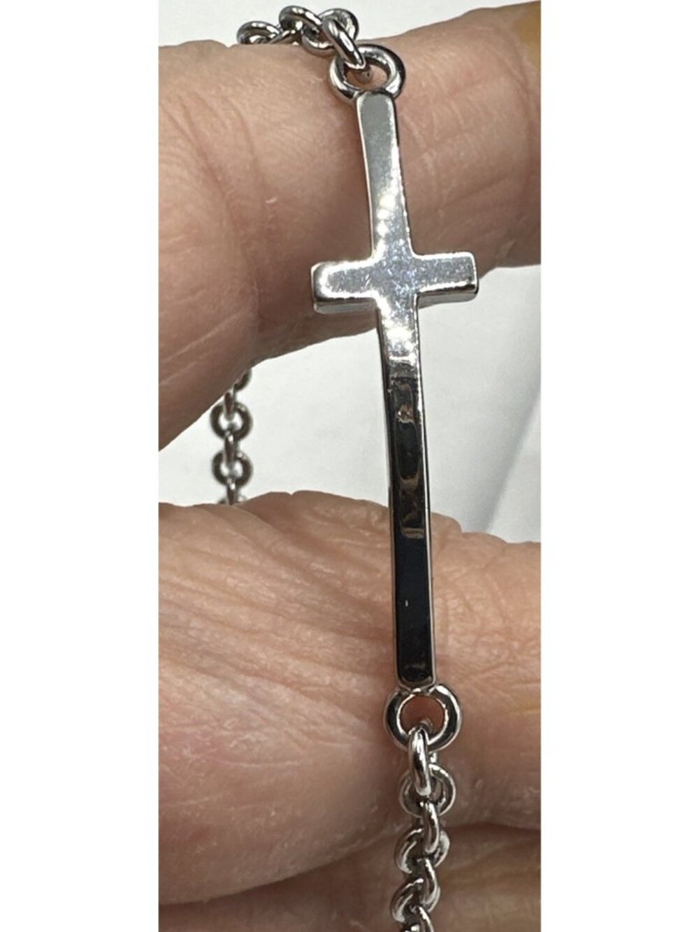 rustic cuff silver tone side ways cross chain link 7” - Picture 7 of 7